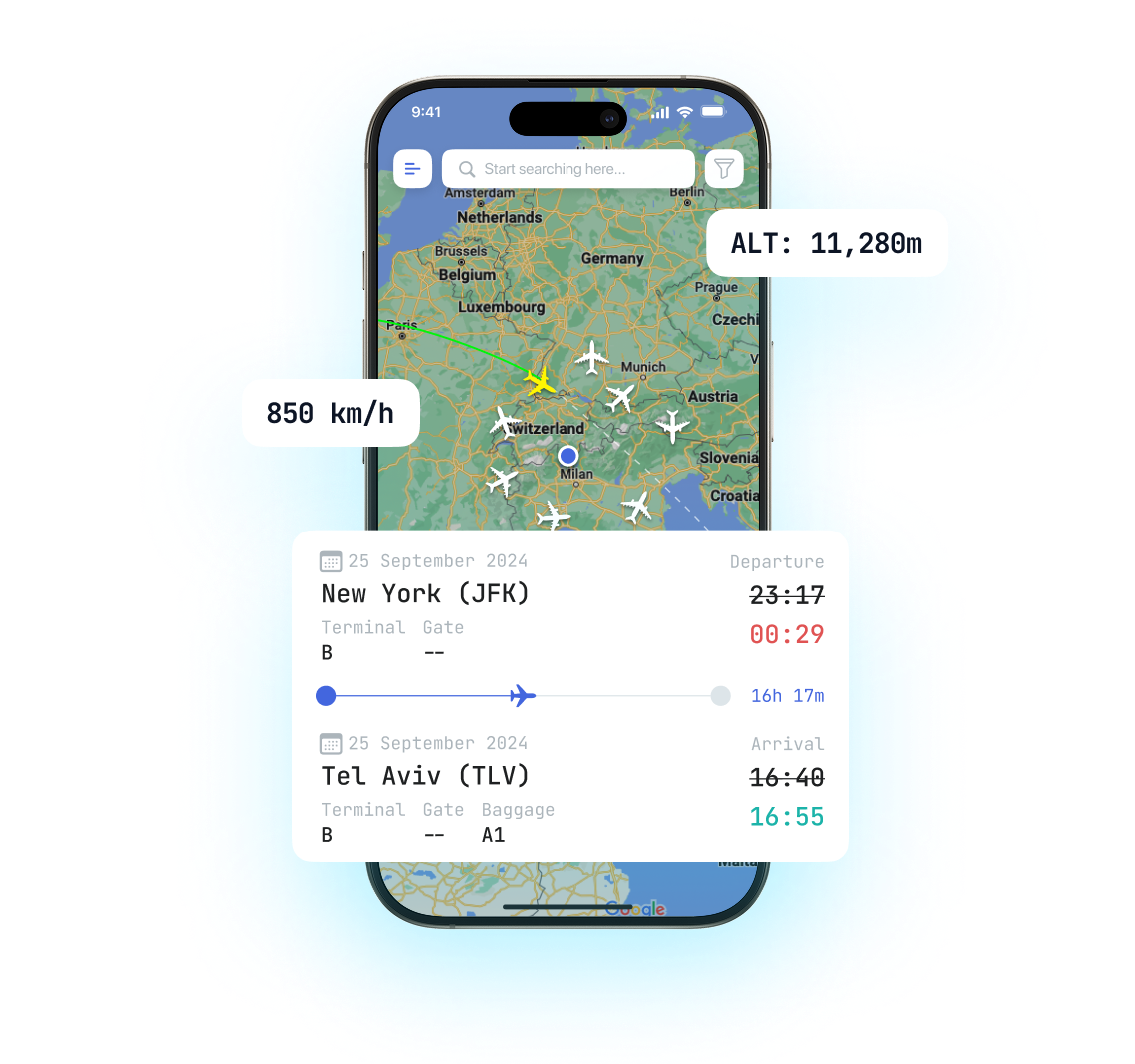 Live flight map on iPhone